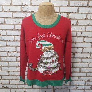 33 Degrees Christmas Cat Sweater, Size XXL